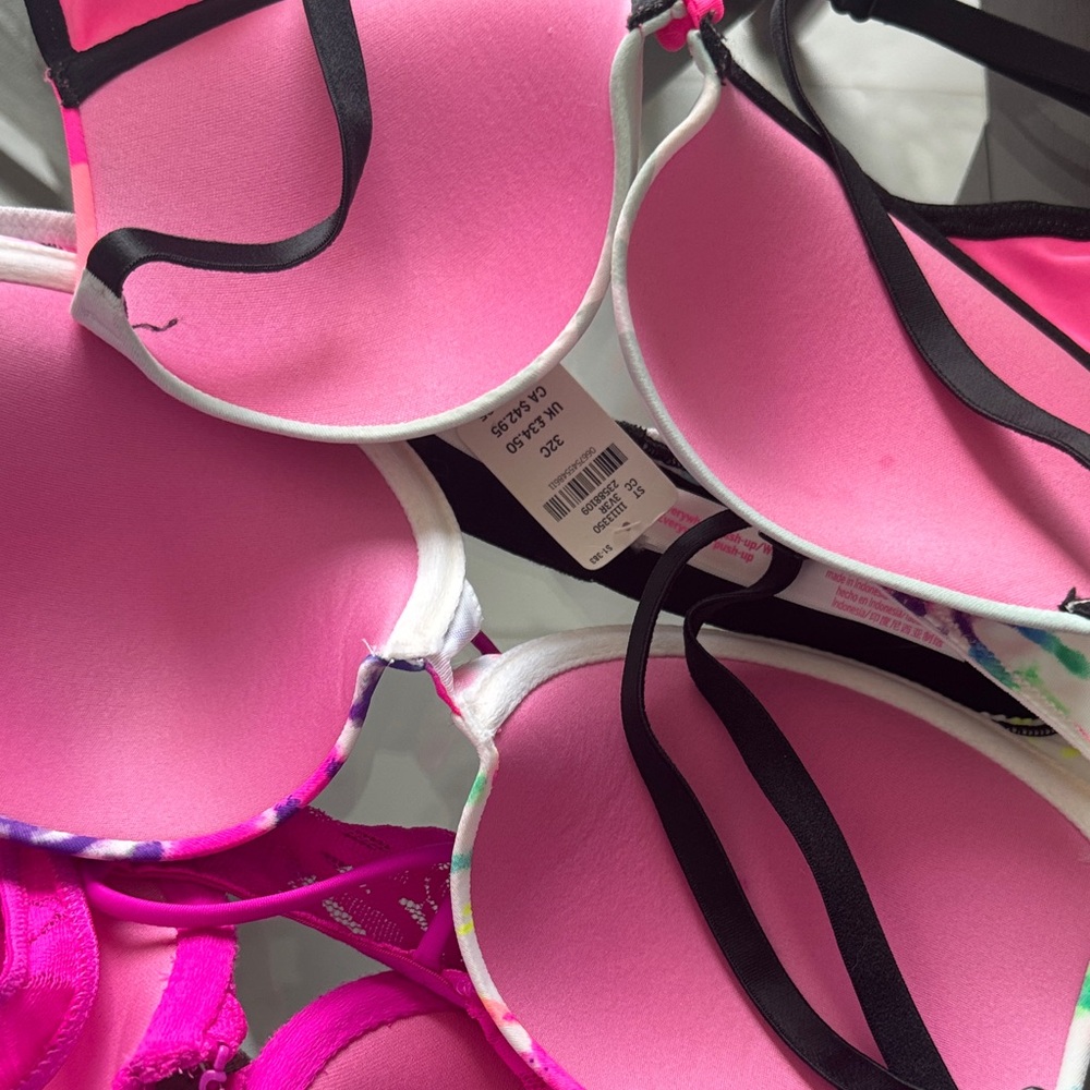 PINK Victoria's Secret bundle 4 Mixed Push-Up Bra Set - Hot Pink, Beige, Tie-Dye - Picture 4 of 9